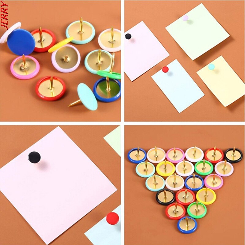 100 Round Pushpins Tack Pin Bulletin Board Cork Paper Map Point Office Binding Supply