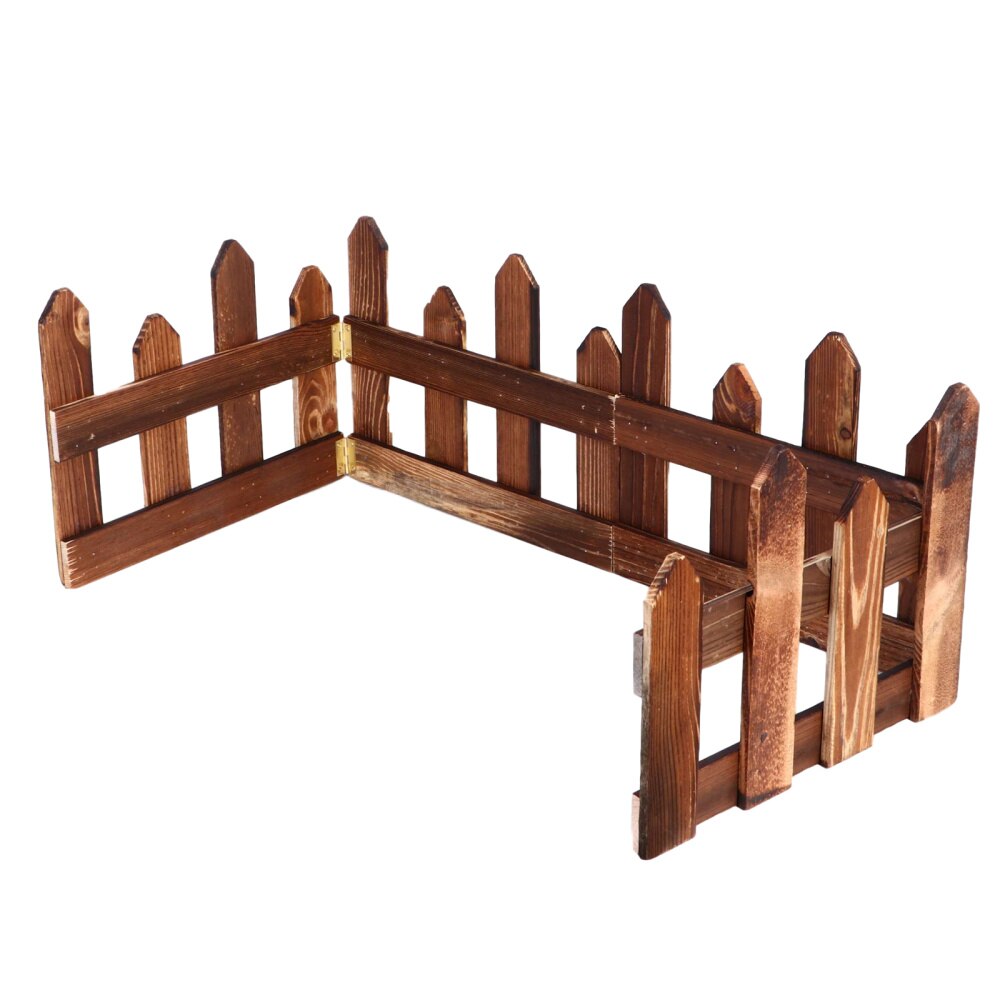 1 Set Wooden Fencing Anti-corrosive Carbonized Patio Courtyard Wood Fence