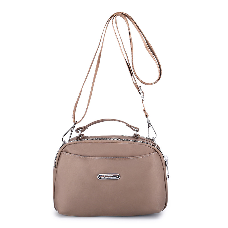 Bolsa de nylon para mulheres, pequena bolsa de ombro, à prova d'água, de nylon 2019: Cáqui