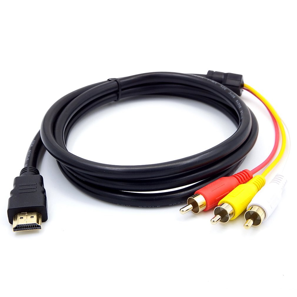5 Feet 1080P HDTV HDMI Male to 3 RCA Audio Video AV Cable Cord Adapter Converter Connector Component Cable Lead For HDTV