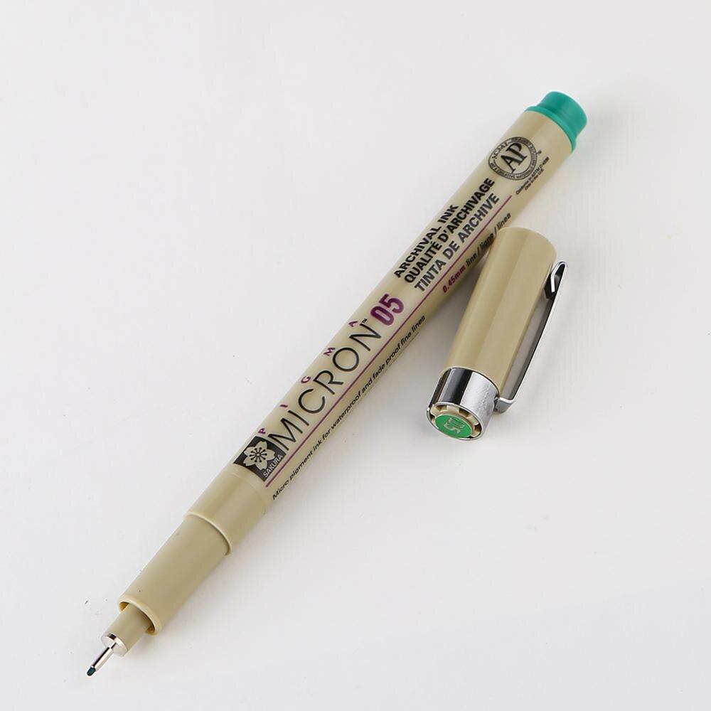 Fargerik linerpenn vanntett glatt fine liner pigma micron penn 0.45mm tegnetusjer tegne liners artist markører penner: Smaragd grønn