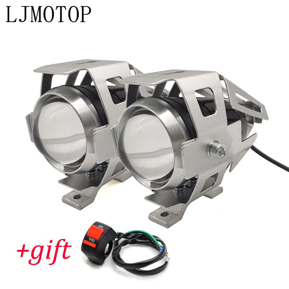 Motorcycle LED headlights U5 12V Decorative lamp Spotlight For HONDA CB650R CBF1000/A CB600F CBF600/SA CB125R CBR600F: B-Silver-a pair