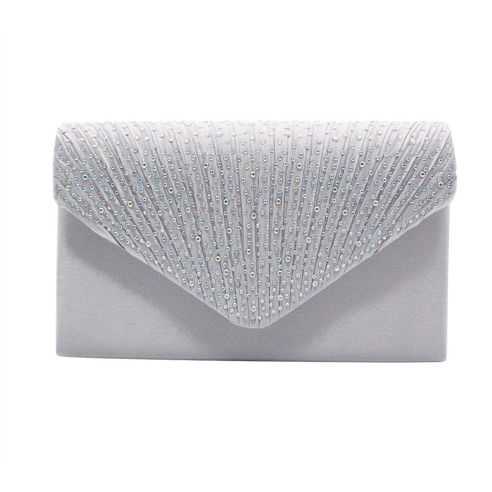 Mode Glanzende Vrouwen Clutch Bag Partij Bruiloft Envelop Handtas Draagbare Portemonnee: Zilver