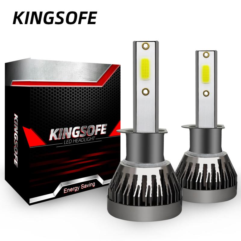 Kingsofe 2x H1 Led Koplamp Conversie Kit Cob Lamp 90W 12000LM Wit High Power 6000K Auto Verlichting Accessoires