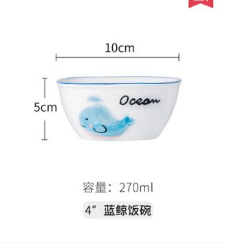 Leuke Walvis Salade Schotel Cartoon kinderen Keramische Servies Baby Plaat Ontbijt Plaat Creatieve Mermaid Cup Blue Angel CL121811: A