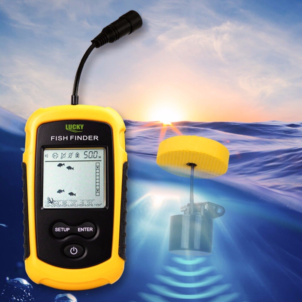Draagbare Fishfinder Sonar Sirene Alarm Transducer Fishfinder 0.7-100m vissen echolood met Batterij met Engels Display