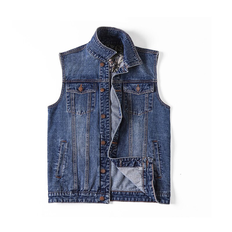 Denim Vest For Men Large Size M-6XL 7XL Men's Loose Denim Vest Men's Denim Jacket Gray Blue jacket: Blue / XL