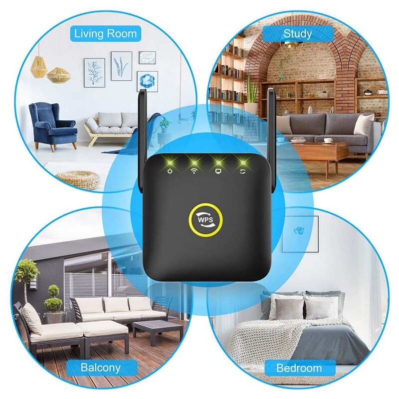 -WiFi Extender Signal Booster , Wireless Internet Signal Amplifier, Wireless Wifi Router Repeater Up to 300 Mbps-US Plug