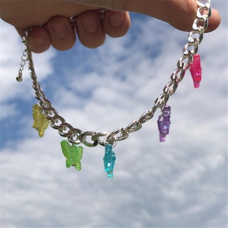 Collier ras du cou en acier inoxydable Harajuku, joli coeur, pendentif couleur bonbon pour femmes et filles, bijoux de fête,: 2