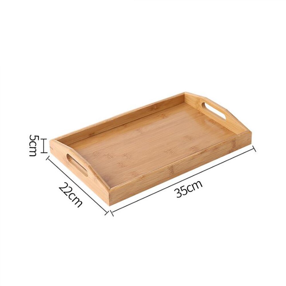 1Pcs Bamboo Wooden Tray Rectangular Tea Tray Solid Wood Household Kung Fu Tea Set Water Cup Tray Wooden Bread Wooden Dinner Tray: 35x22x5cm