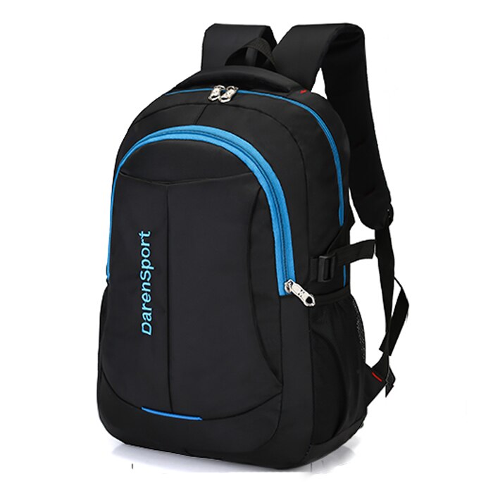 Mochila de computador de nylon masculina, cor sólida, para viagem, lazer, selvagem, grande capacidade, bolsa para escola, jovem: blue