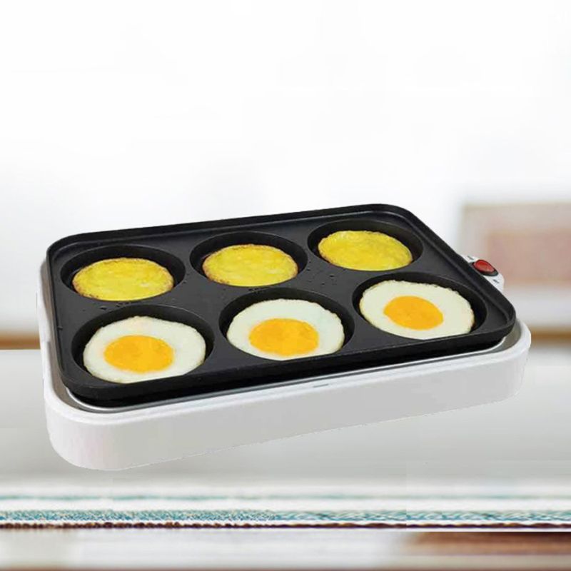 800W Snack Maker Egg Hamburger Wheel Cake Maker famiglia 6 cavità macchina da forno multifunzione