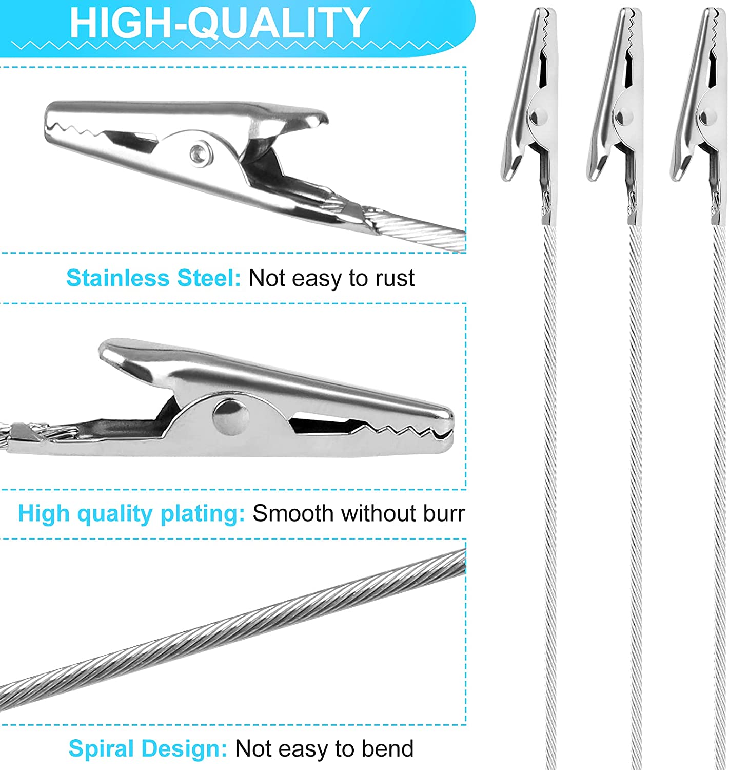 40 PCS Metal Wire Alligator Clips, Long-Tailed Alligator Clamp Photo Clip Holder, for Crafts, DIY Card, Photo, Memo, Clip Holder