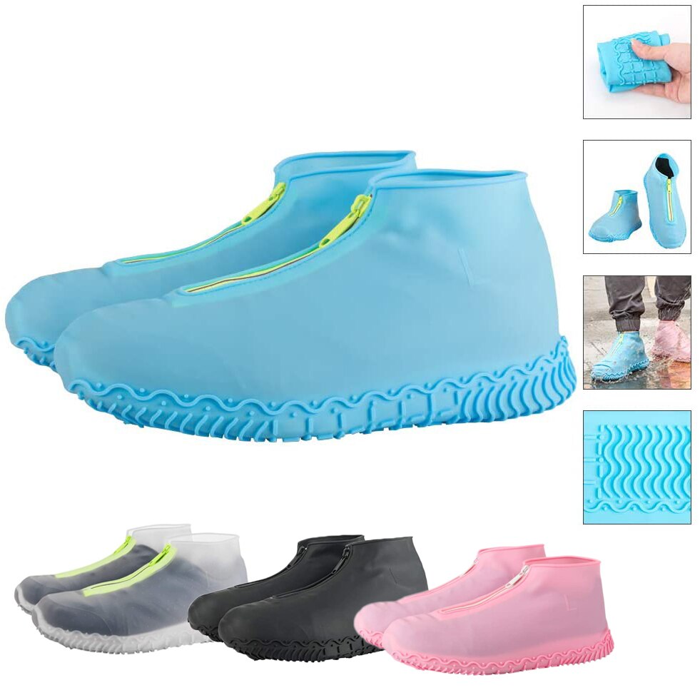 Couvre-chaussures imperméables en Silicone, surchaussures lavables, réutilisables avec fermeture éclair, résistantes aux bottes de pluie antidérapantes, pour hommes et femmes