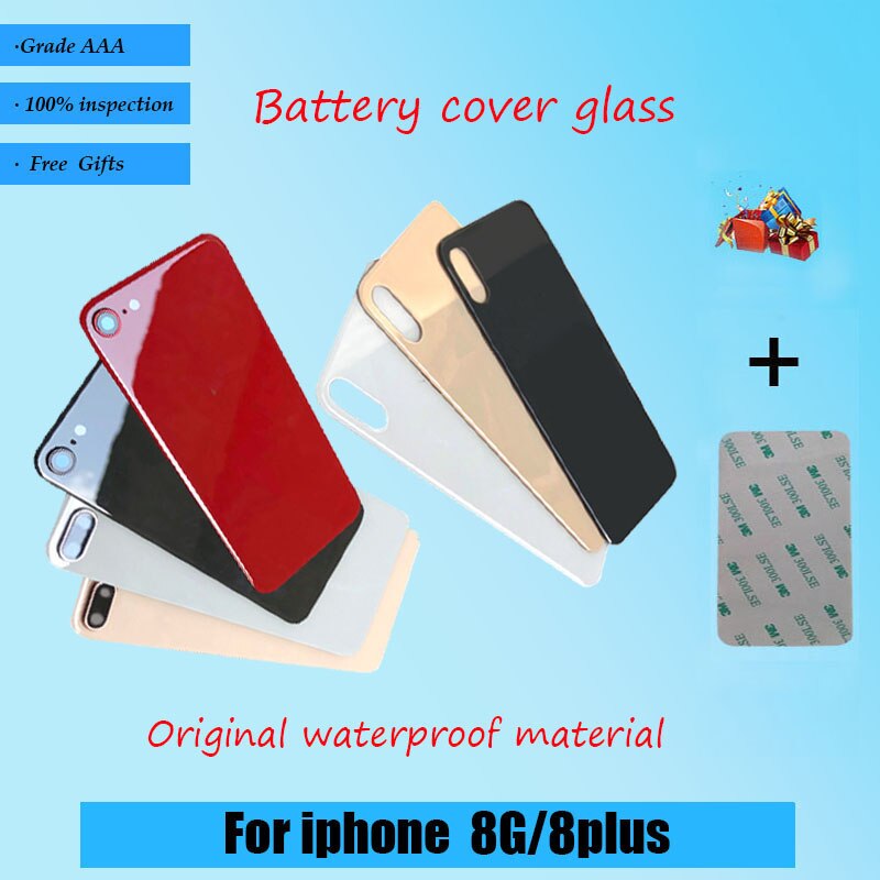 For iphone 8G 8Plus brand original battery door glass back cover shell+adhesive sticker