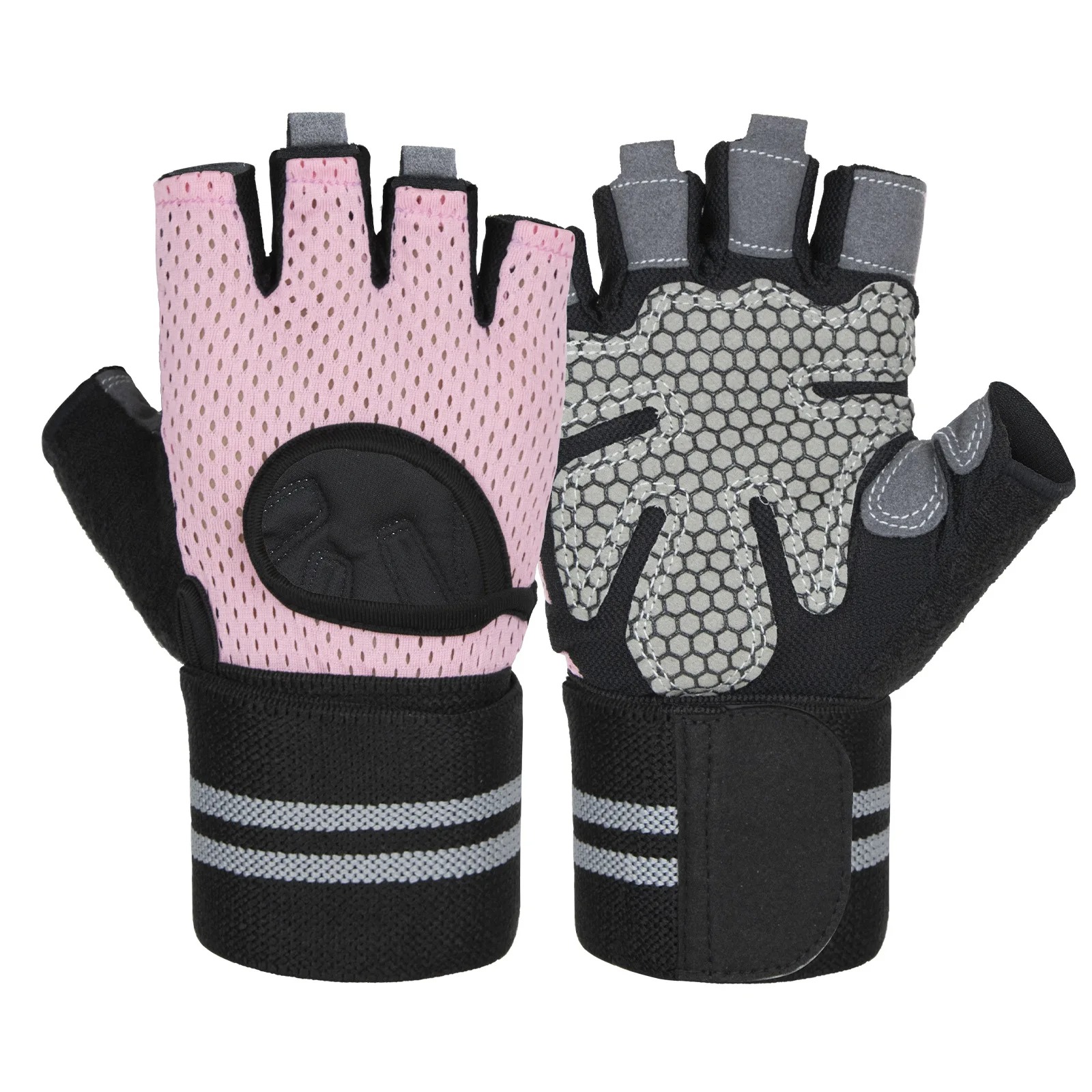 Gewichtheber-Handschuhe für Herren und Damen, Trainingshandschuh, Langhantel, Fitnessstudio, Fitness-Handschuhe mit Handgelenkstütze für Crossfit-Ausbildung, Übungsschutz: Dunkelgrau / L