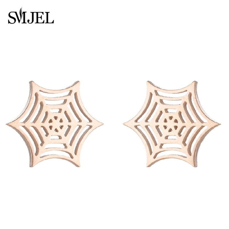 Punk Stijl Koreaanse Schattige Halloween Spook Spin Oorbellen Voor Vrouwen Sieraden Alien Et Web Net Oorbellen Xmas Accessoires 2024: Rhodium Plated