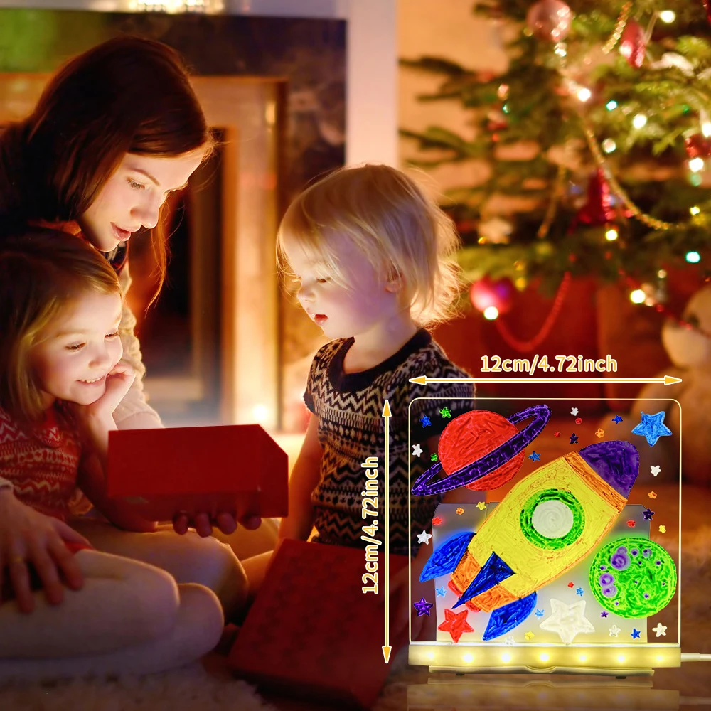 Pizarra luminosa LED, juguetes de dibujo, luz mágica, pizarra, Graffiti, lámpara artística para colorear, tablero de mensajes acrílico, juguete Montessori para niños