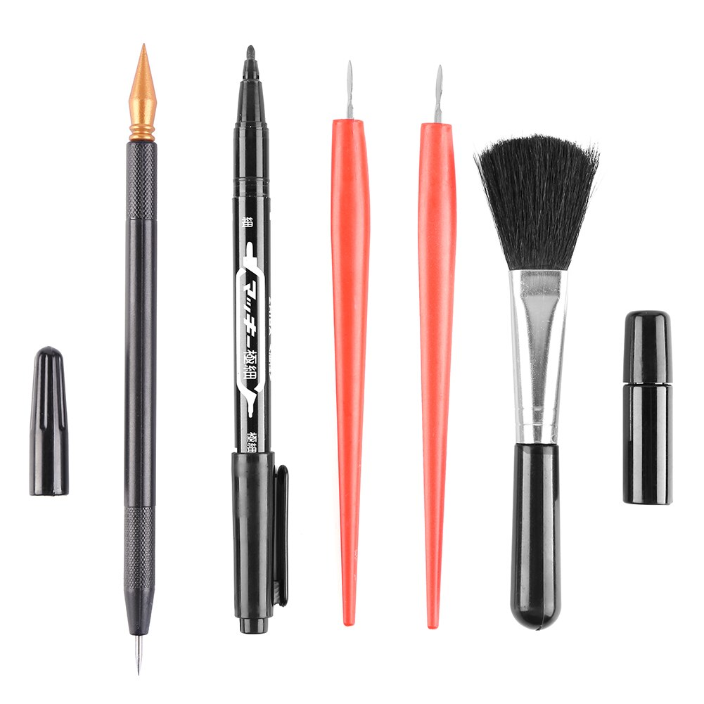 5Pcs Painting Drawing Scratch Arts Set with Stick Scraper Pen Black Brush for Scratch Sketch Art Papers Boards Tools DIY: 01