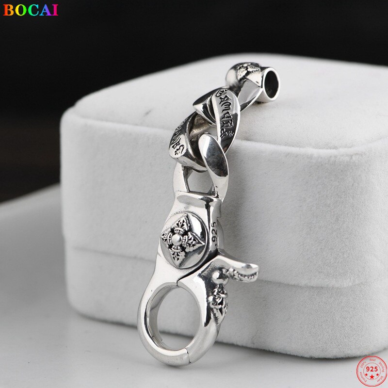 Ciondoli in argento sterlina BOCAI S925 2022 nuovo la moda Vajra pestello Siz catene per mantra sillaba puro Argentum amuleto di sicurezza per uomo