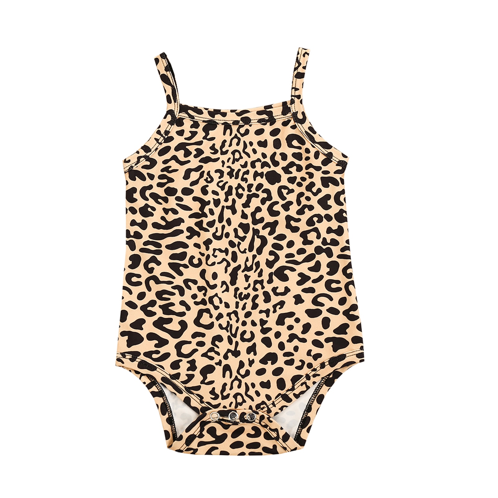 0-24M Baby Zomer Kleding Meisjes Jongens Toevallige Romper Kaki Luipaard Gedrukt Patroon Boothals Mouwloze Junmpsuits