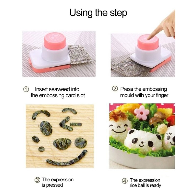 Moldes de bolas de arroz de dibujos animados DIY, molde de Sushi con forma de cara sonriente, cortador de algas marinas, bola de arroz, decoración de cocina Bento