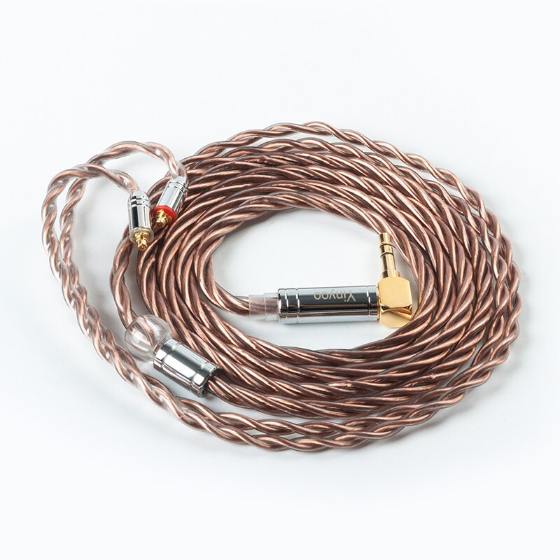 Yinyoo 4 core 5N UPOCC Single Crystal copper Upgraded Cable MMCX/0.78/QDC 2.5/4.4/3.5MM Connector KZ AS10 ZSX BLON BL03 BL05: L bending 3.5 mmcx