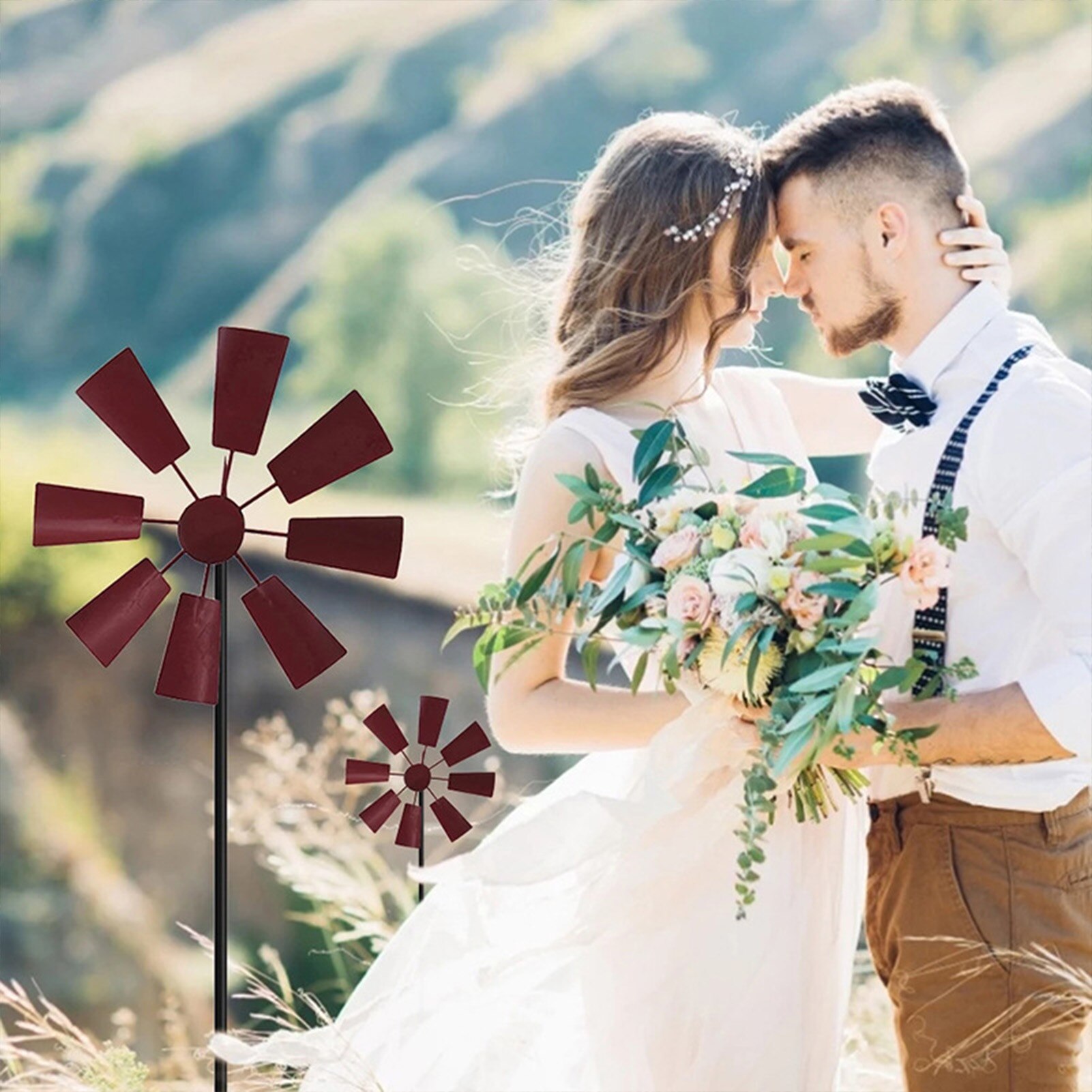 Garden Windmill Modern Outdoor Iron Lawn Windmill Metal Wind Spinner Interesting Garden Decoration Tools Accessories