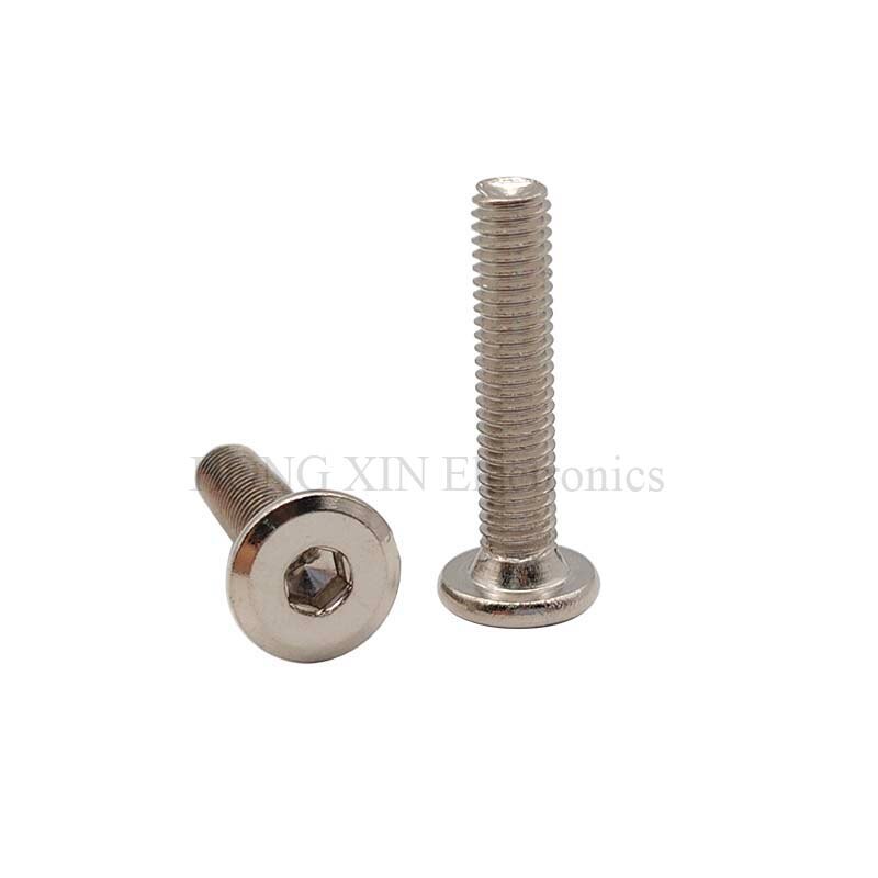 60pcs/set Nickel Plated Hexagon Hex Socket Flat Head Screws&Nuts M6 Length 20-60mm
