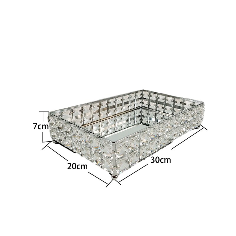 Metal square crystal silver cake stand tall paper cup wedding cake decoration: square tray
