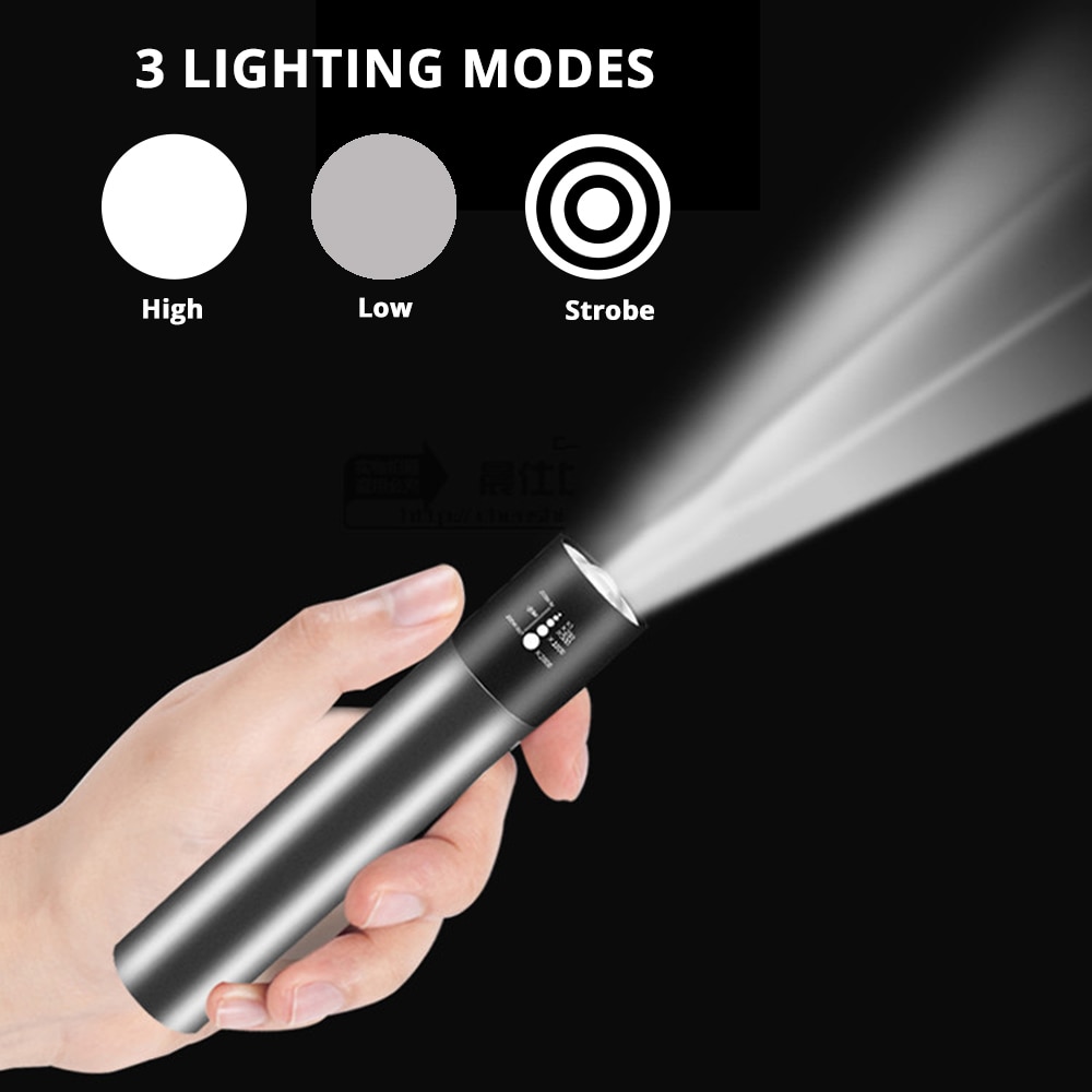 Mini linterna LED recargable por USB Con 3 modos de iluminación, linterna a prueba de agua, Zoom telescópico, traje portátil para iluminación nocturna