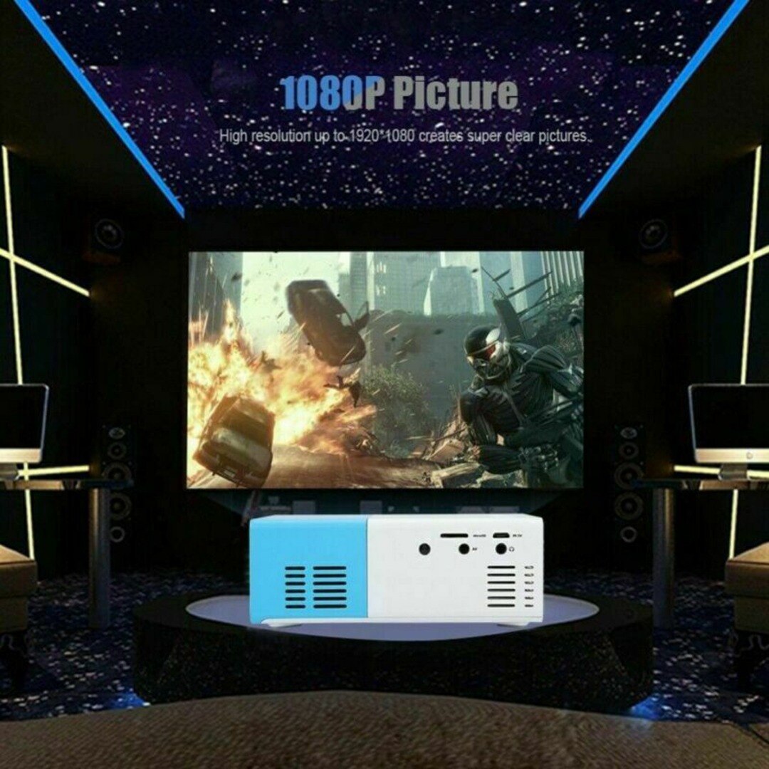 Full HD Video Beamer Suitable for Home Cinema Theater Blue Mini Pocket 3D LED Projector 1080P HD Home Theater Cinema USB HDMI