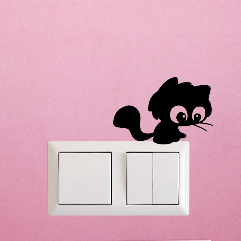 Lonely Cat Switch Sticker Animal Vinyl Cartoon Nice Decal Decor Wall Bathroom 8SS-0398