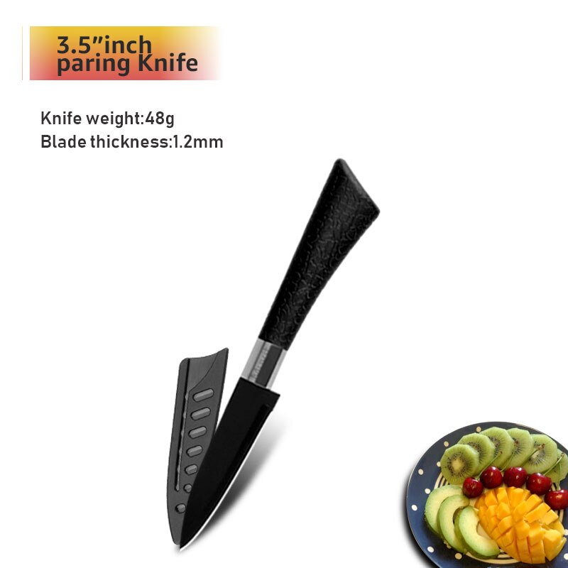 Chef Knives Set Stainless Steel Paring Utility Santoku Chef Slicing Bread Knives Black Blade Kitchen Accessories Set Tools: 3.5inch paring Knife