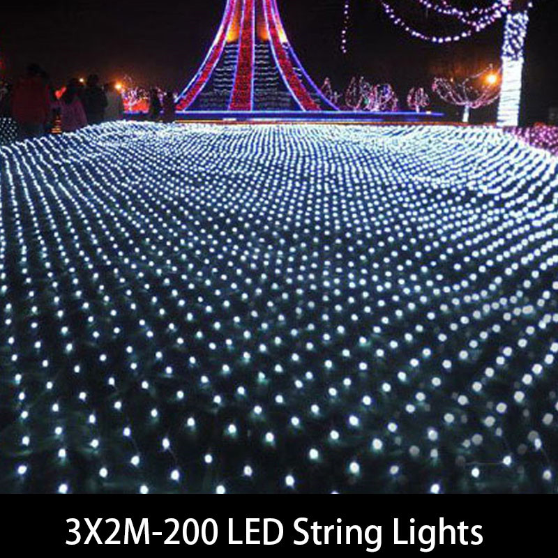 1.5MX1.5M 2x3M 4x6M guirlandes de noël LED chaîne filet de noël lumières fée fête de noël jardin décoration de mariage rideaux lumières