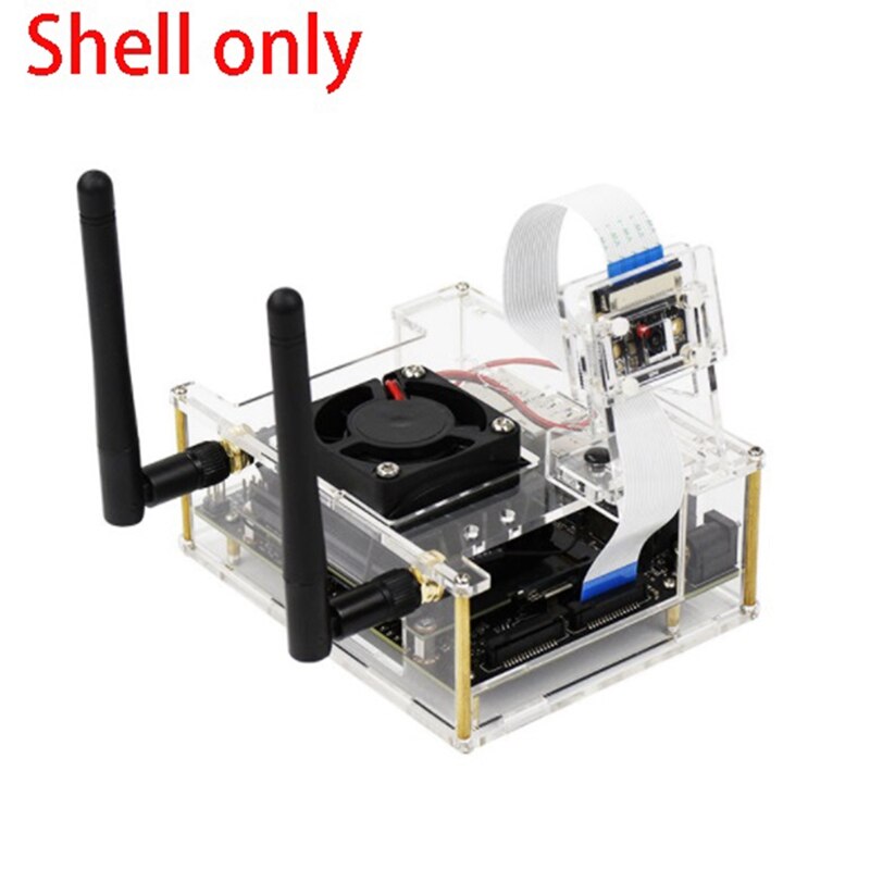for Jetson Nano A02 Developer Kit Acrylic Case, with Cooling Fan, with Lens Holder