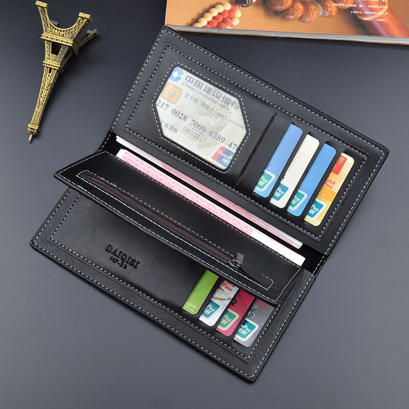 Men's Wallet Soft Wallet 3 Fold Multi-card Slot Large-capacity Embossed Wallet Men's Long Thin Section Youth Men PU