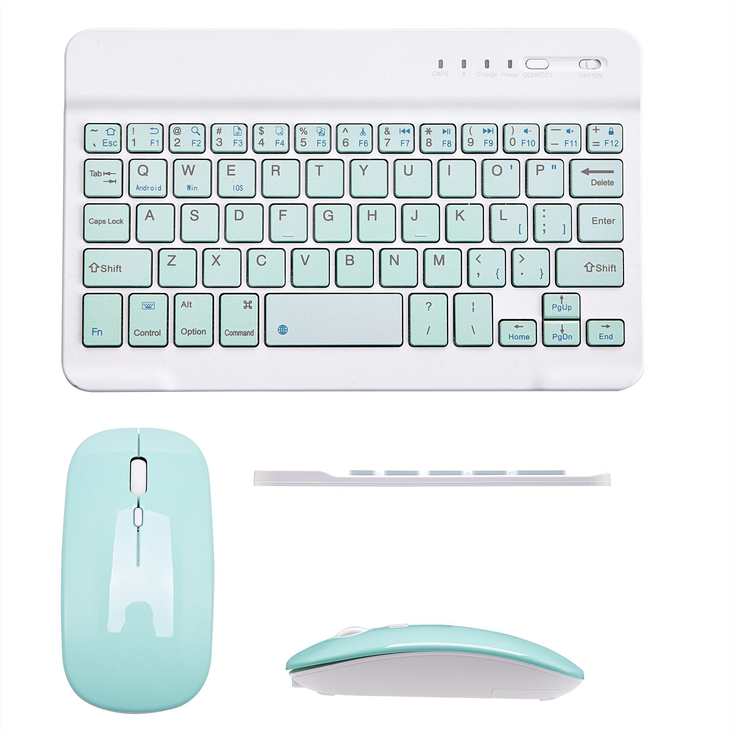 Mini Wireless Keyboard Bluetooth Keyboard For ipad Phone Tablet Rechargeable keyboard For Android ios Huawei Samsung Xiaomi: 7in-Green1-Set