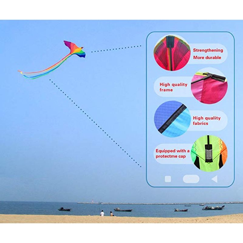 Phoenix Kite Met Lange Kleurrijke Staart Met Handvat Lijn Eenvoudige Bediening Familie-uitjes Outdoor Fun Sport Grote Vliegeren Voor volwassenen