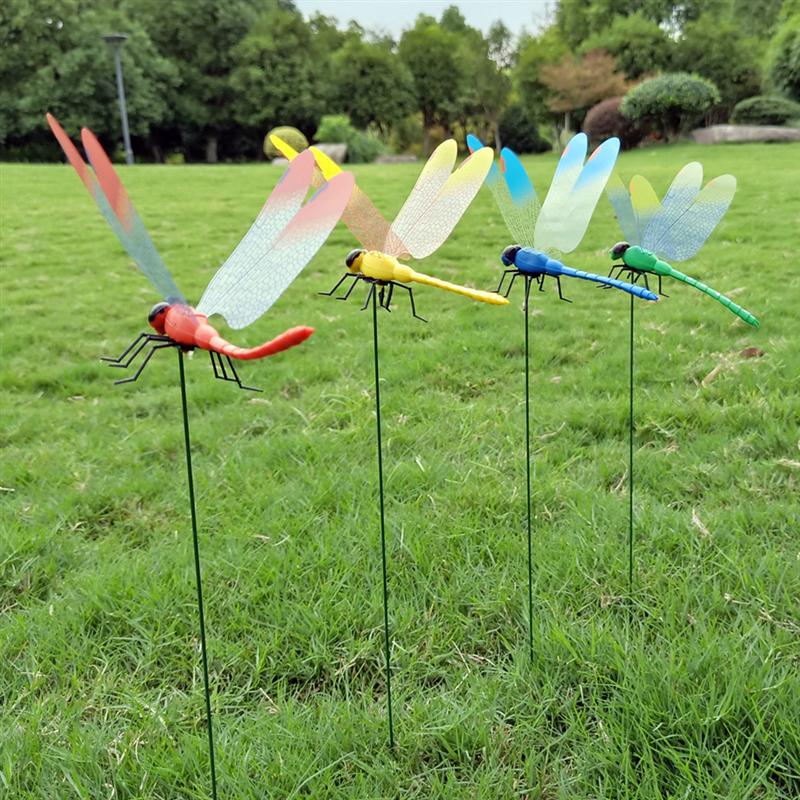 20 Pcs Plastic Duurzaam Dragonfly Stakes Met Stokken Planter Voor Craft Supplies Outdoor Yard Garden Decor Gazon Ornament