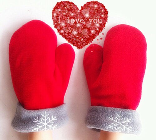 Lot de 3 gants pour couple, mitaines pour amoureux, gants conjoints pour parents et enfants, noël: Rouge