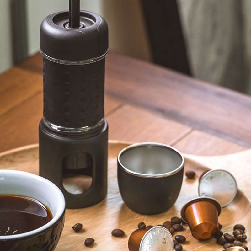 Mini Espresso Multi Function Coffee Maker Manual Coffee Machine Household Portable Pressure Pot Cup for Milk Foaming