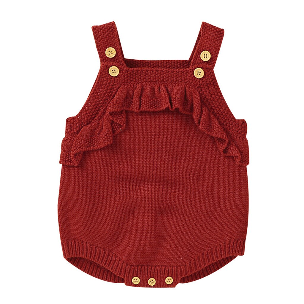 Para recém-nascidos macacão roupas da menina do bebê recém-nascido meninas meninos inverno malha outwear colete plissado camisola macacão bodysuit: Red / 18-24 M
