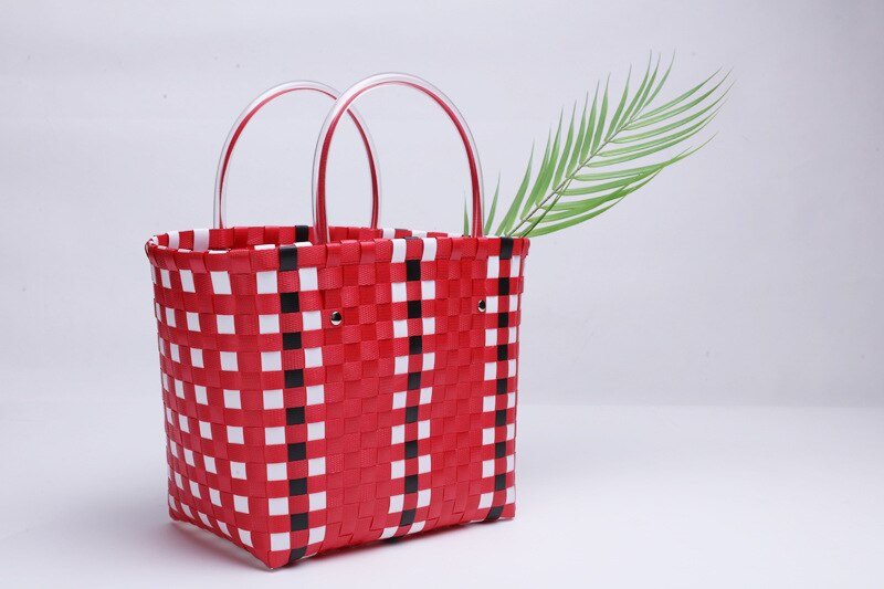 Wicker Basket Top-handle Bags Women Straw Rattan Woven Beach Handbag Totes For Female Leisure Shopping Bag: SJ005-02