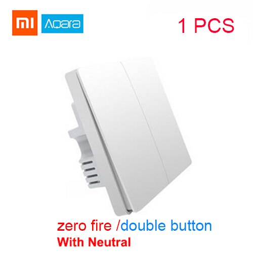 Aqara Smart Light Control Fire Wire Zero Line Double Single Key Button ZiGBee Wall Switch 2 Version for xiaomi Mijia APP Control: ZeroWire Dual Key