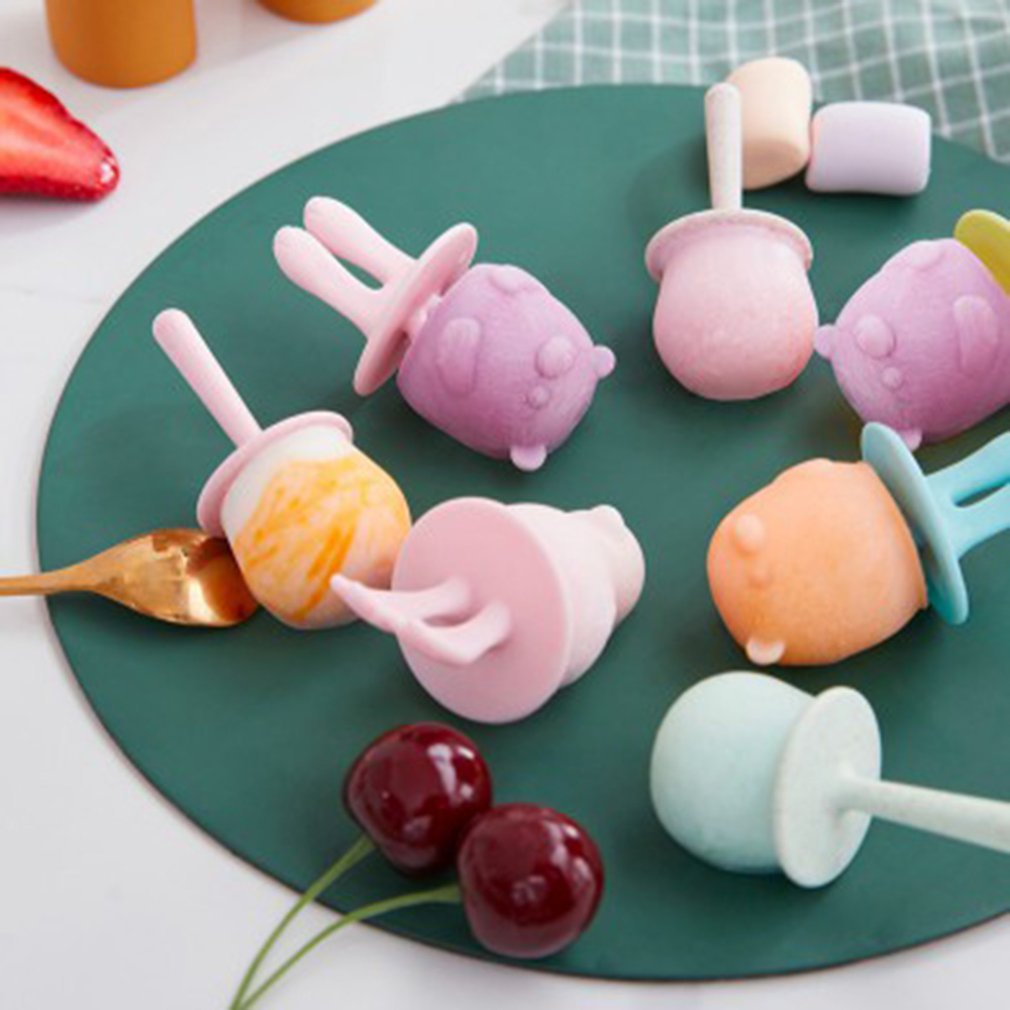 Silica Gel Ice-cream Mould with Lid Popsicle Mold Homemade Ice Cream Mold with Plastic Rod Reusable Cake Molds