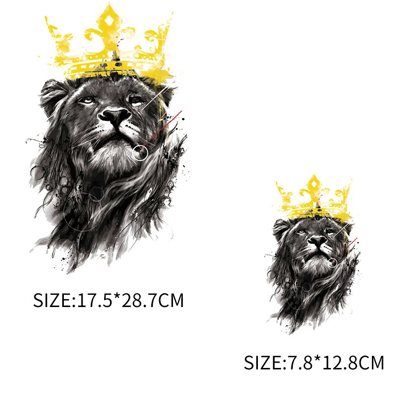 Termiska klistermärken för kläder stryk på lejon djurlappar värmeöverföring på kläder krondjur t-shirt klistermärken: 17 x 28cm 7.8 x 12.8cm