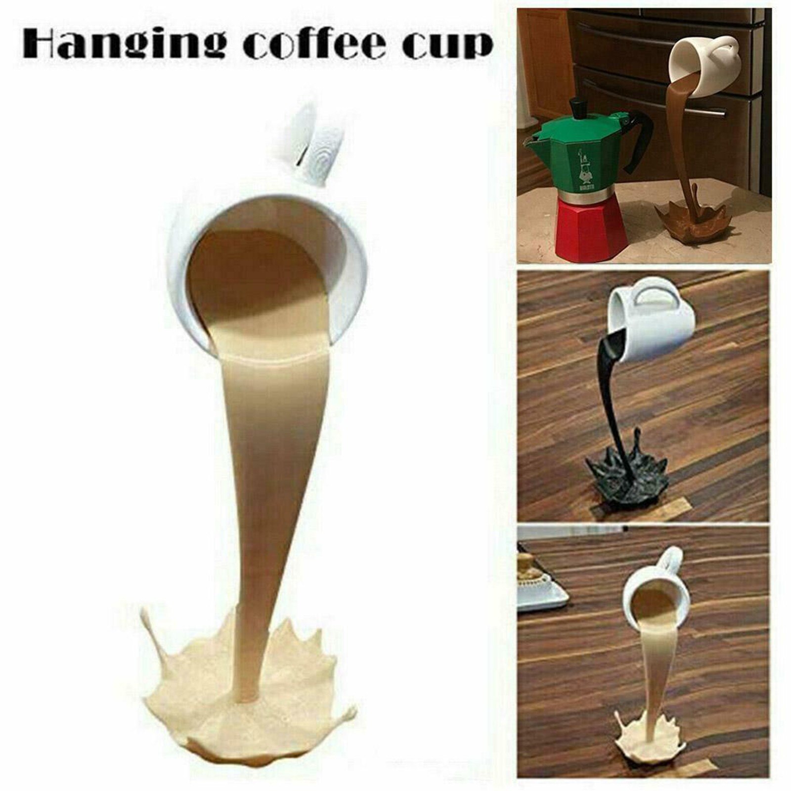 Coffee Floating Spilling Cup Sculpture Kitchen Spilling Magic Pouring Splash Coffee Mug Home Kitchen Decoration #T2G