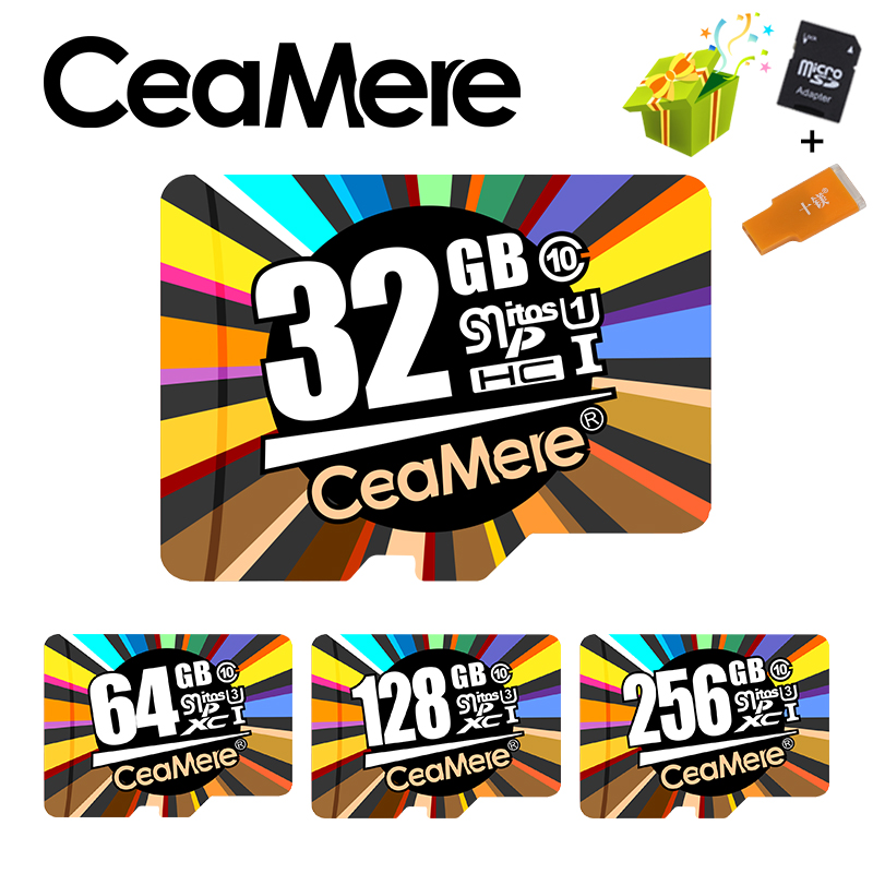 Ceamere micro sd-kort klass 10 uhs -1 8gb klass 6 16gb/32gb u1 64gb/128gb/256gb u3 minneskort flashminne microsd för smartphone