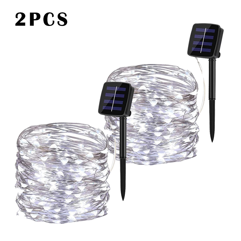 LED-Solar--Lichterkette für Höhle Außenbereich, wasserdicht, Girlande-Lampe, Weihnachtsdekoration für Garten, Baum, Party, 7/12/22/32/52/102 m: sonnig Gelb / 16-20W